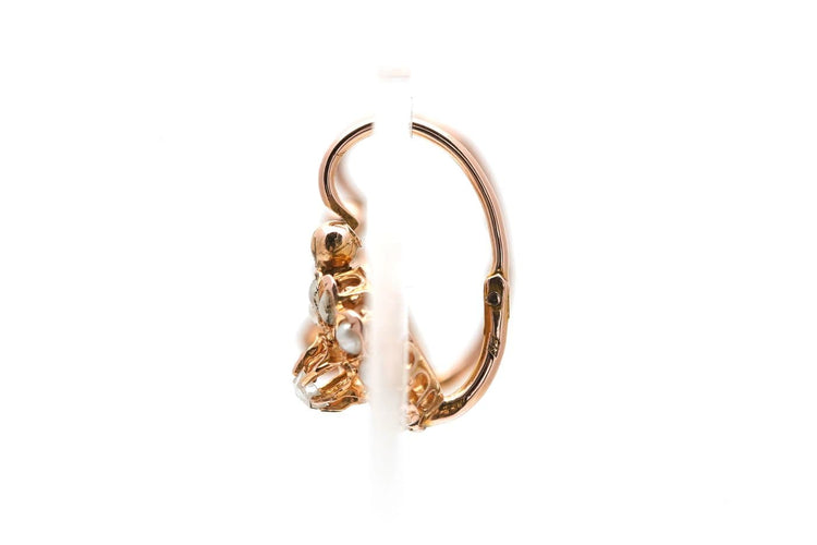Boucles d'oreilles Art déco - Boucles d'oreilles en or jaune, diamants et perles 58 Facettes 24017