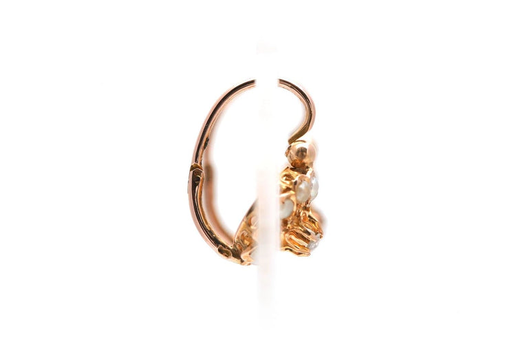 Boucles d'oreilles Art déco - Boucles d'oreilles en or jaune, diamants et perles 58 Facettes 24017