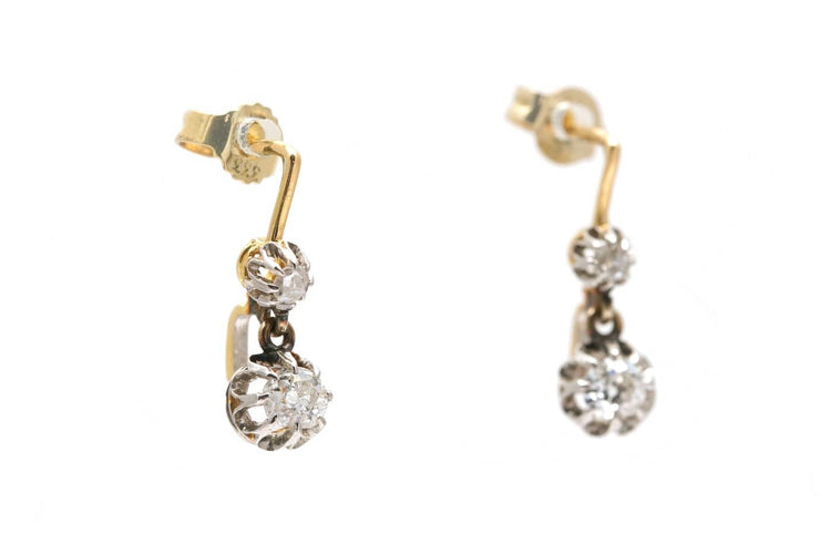 Boucles d'oreilles Boucles d'oreilles Art déco en or jaune, argent et diamants 58 Facettes 23940