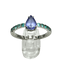 51 Bague en or blanc 18k avec tanzanite et tourmalines Paraiba 58 Facettes Anello 001