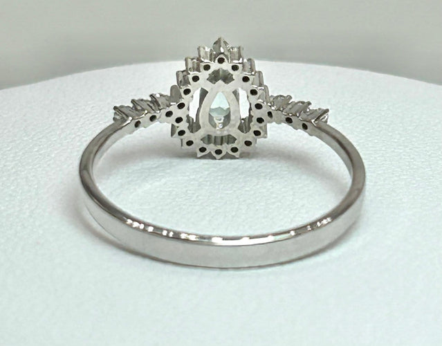 57 Bague en or blanc 18K avec tourmaline Paraiba et diamants 58 Facettes ANELLO 002