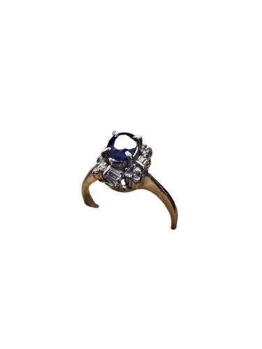 55 Bague américaine années 1950 en platine avec saphir et diamants 58 Facettes ANE150
