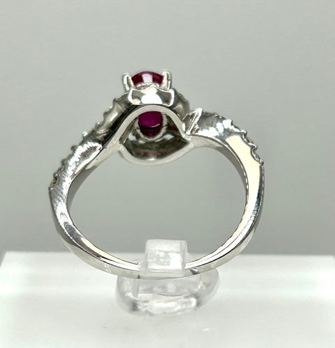 52 Bague rubis Burma Mong Hsu en or blanc et diamants 58 Facettes ANELLO RUBY BURMA
