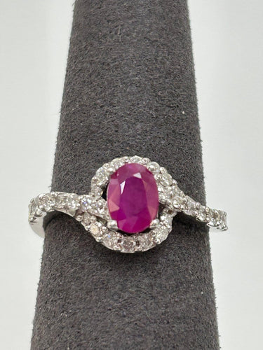 52 Bague rubis Burma Mong Hsu en or blanc et diamants 58 Facettes ANELLO RUBY BURMA