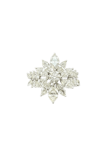 55 La Regina - Bague en or blanc 18k et 21 diamants naturels 58 Facettes ANELLO FLOWER DIAMOND