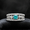 55 Bague en or blanc 18k avec tourmaline Paraíba et diamants 58 Facettes ANELLO ROUND PARAIBA