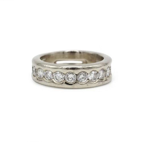 52 Demi-alliance - Bague en or blanc et diamants 58 Facettes 260222R