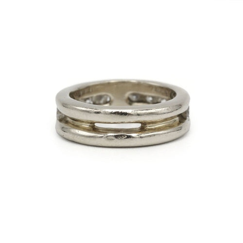 52 Demi-alliance - Bague en or blanc et diamants 58 Facettes 260222R