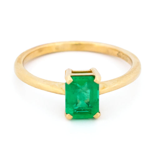 Bague 54.5 Bague solitaire en or jaune 14k avec émeraude de 1,30 ct 58 Facettes 1567D969361B4E438C55B5BC357DAB52