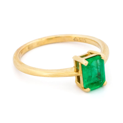 Bague 54.5 Bague solitaire en or jaune 14k avec émeraude de 1,30 ct 58 Facettes 1567D969361B4E438C55B5BC357DAB52