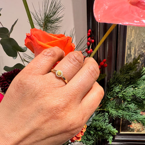 Bague 54 Bague en or jaune 14k avec saphir jaune et diamants 58 Facettes 59B0FA64386846179C58FE698B6B86B5