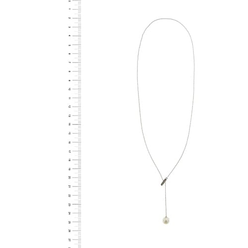 Collier cravate en or blanc avec perle et diamants 58 Facettes 40232