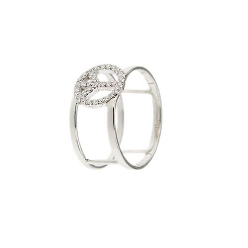53 Bague symbole paix en or blanc et diamants 58 Facettes 40919