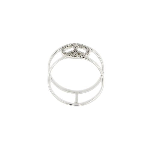 53 Bague symbole paix en or blanc et diamants 58 Facettes 40919