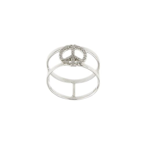 53 Bague symbole paix en or blanc et diamants 58 Facettes 40919