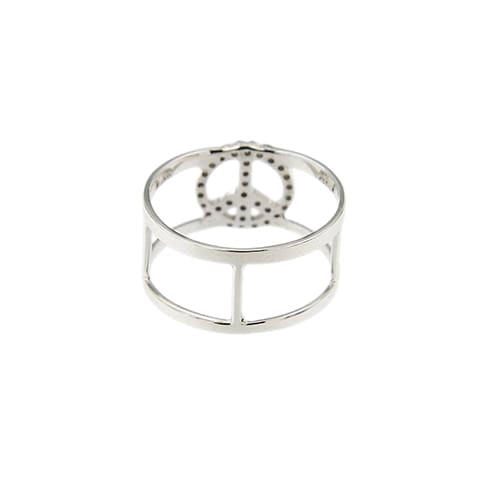 53 Bague symbole paix en or blanc et diamants 58 Facettes 40919