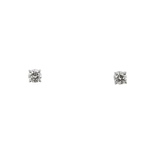 Boucles d'oreilles puces en or blanc et diamants 0,46 ct 58 Facettes 122