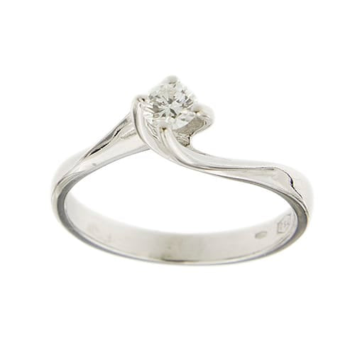 54 Bague solitaire contrariée Valentino en or blanc et diamant 0,24 ct 58 Facettes 40325