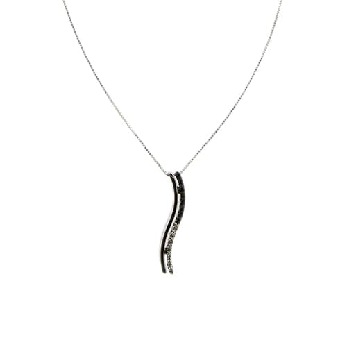 Collier avec pendentif onde en or blanc et diamants 58 Facettes 40233