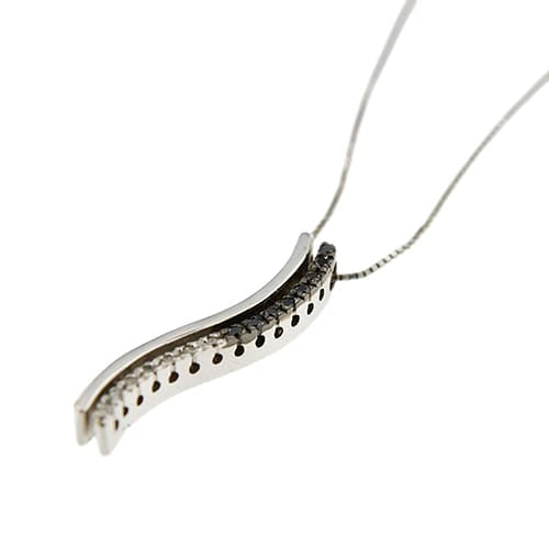 Collier avec pendentif onde en or blanc et diamants 58 Facettes 40233