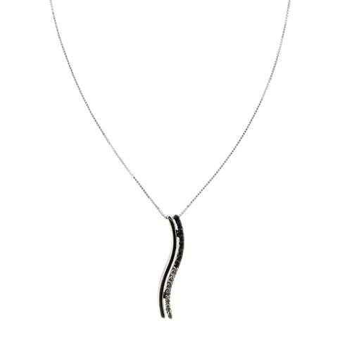 Collier avec pendentif onde en or blanc et diamants 58 Facettes 40233