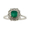 55 Bague halo en or blanc avec émeraude et diamants 58 Facettes 42673