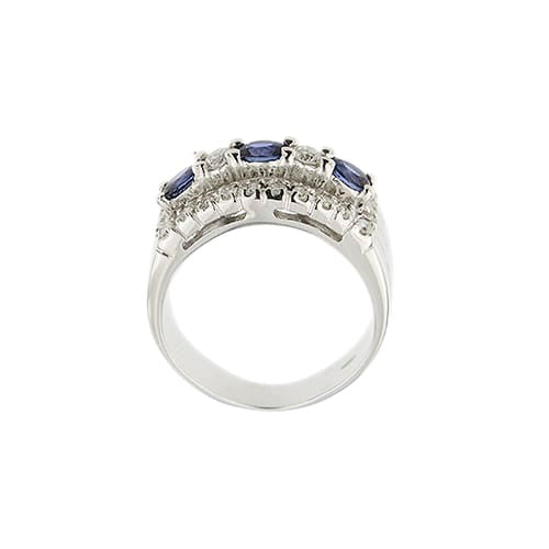 54 Bague bandeau en or blanc, saphirs et diamants 58 Facettes 28841