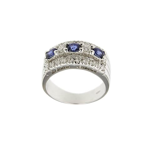 54 Bague bandeau en or blanc, saphirs et diamants 58 Facettes 28841