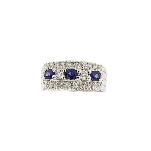 54 Bague bandeau en or blanc, saphirs et diamants 58 Facettes 28841
