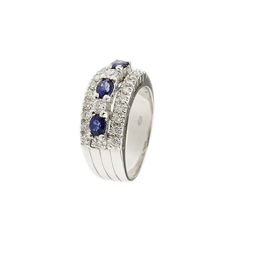 54 Bague bandeau en or blanc, saphirs et diamants 58 Facettes 28841