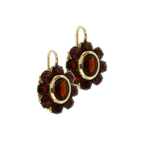Boucles d'oreilles dormeuses en or jaune et grenats 58 Facettes 40300