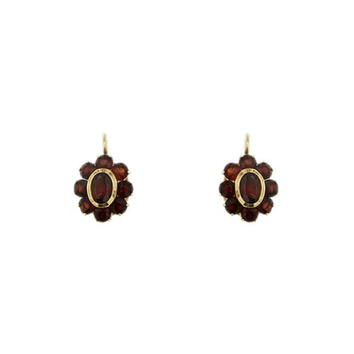 Boucles d'oreilles dormeuses en or jaune et grenats 58 Facettes 40300
