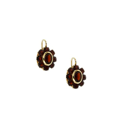 Boucles d'oreilles dormeuses en or jaune et grenats 58 Facettes 40300