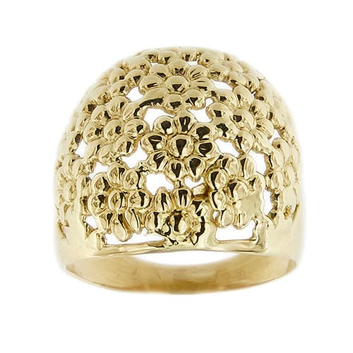 57 Bague bandeau à fleurs en or jaune 58 Facettes 40828