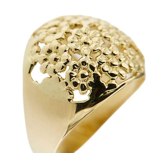 57 Bague bandeau à fleurs en or jaune 58 Facettes 40828