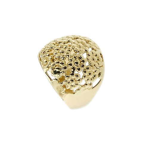 57 Bague bandeau à fleurs en or jaune 58 Facettes 40828