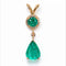 Emerald Royal Drop - Pendentif en or jaune 18 ct, émeraudes et diamants 58 Facettes P007