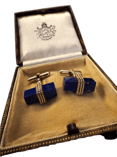 Boutons de manchette en or jaune et lapis-lazuli