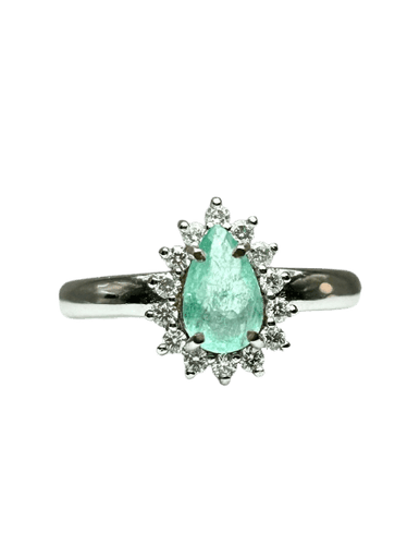 Bague en or blanc 18k avec tourmaline Paraíba et diamants