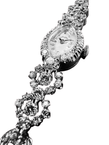 Hamilton - Montre-bracelet en or blanc et diamants