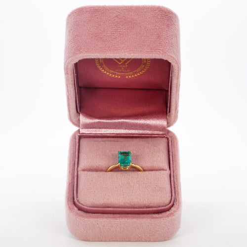 Bague 53 Bague en or jaune 18 ct avec émeraude de Zambie 1,96 ct 58 Facettes R0010