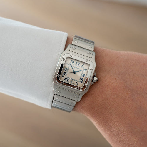 Montre Cartier Santos Galbée - Montre LM en acier 58 Facettes 545