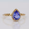 Bague 55 Bague en or jaune 18 ct, tanzanite GFCO et diamants 58 Facettes R010