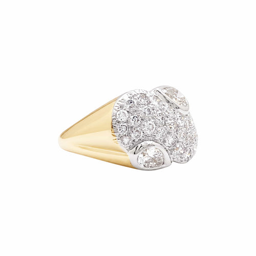 Bague 54 Bague motif libre en or jaune, platine et diamants 58 Facettes 35922
