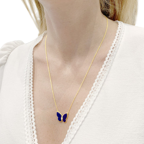 Collier Van Cleef & Arpels Papillon - Collier en or jaune, lapis-lazuli et diamant 58 Facettes 35820