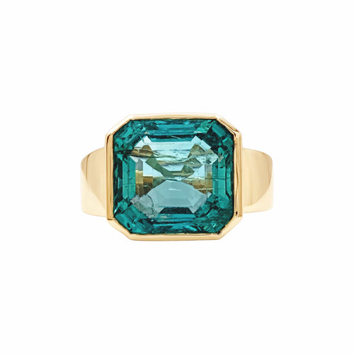 Bague 51 Bague chevalière en or jaune et émeraude 58 Facettes 35835