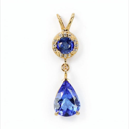 Pendentif Pendentif en or jaune 14 ct, tanzanite, saphir et diamants 58 Facettes P0011