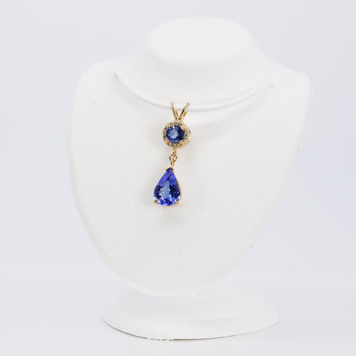 Pendentif Pendentif en or jaune 14 ct, tanzanite, saphir et diamants 58 Facettes P0011