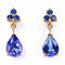 Boucles d'oreilles en or jaune 14 ct, tanzanites certifiées et saphirs 58 Facettes E0047