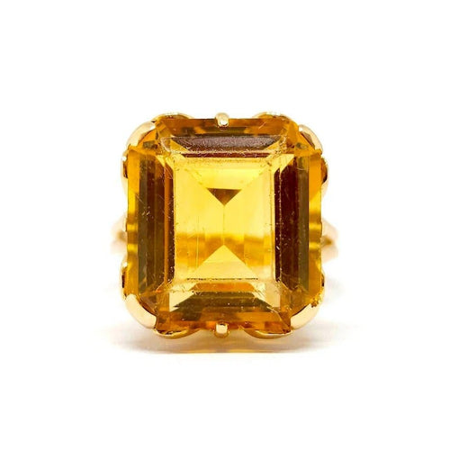 Bague 55 Bague cocktail en or jaune 18 carats sertie d’une citrine 58 Facettes BVP-BAG-0038